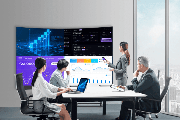 Fully flip-chip COB curved all-in-one conference machine